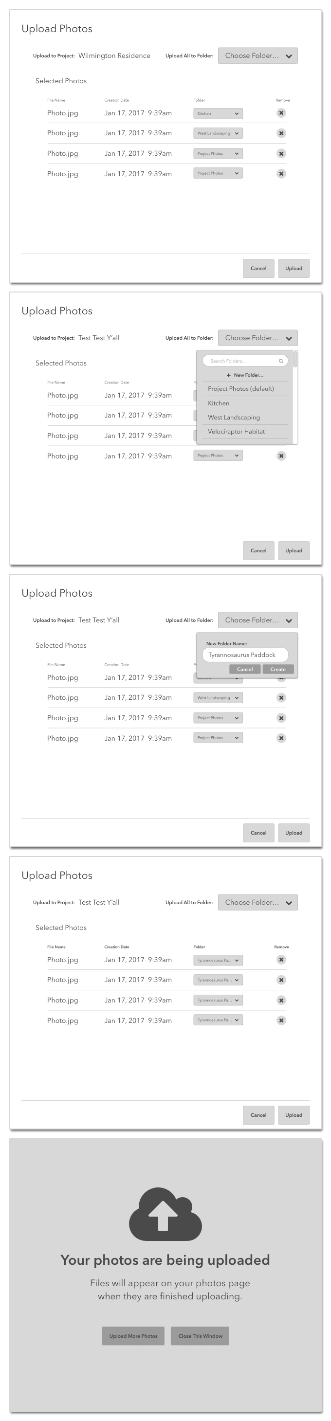 AVASIS photo upload wireframes